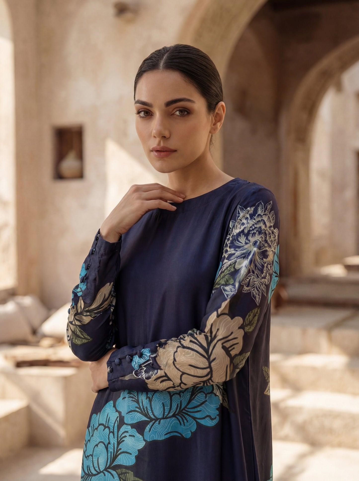 Royal Navy Floral Flow Maxi