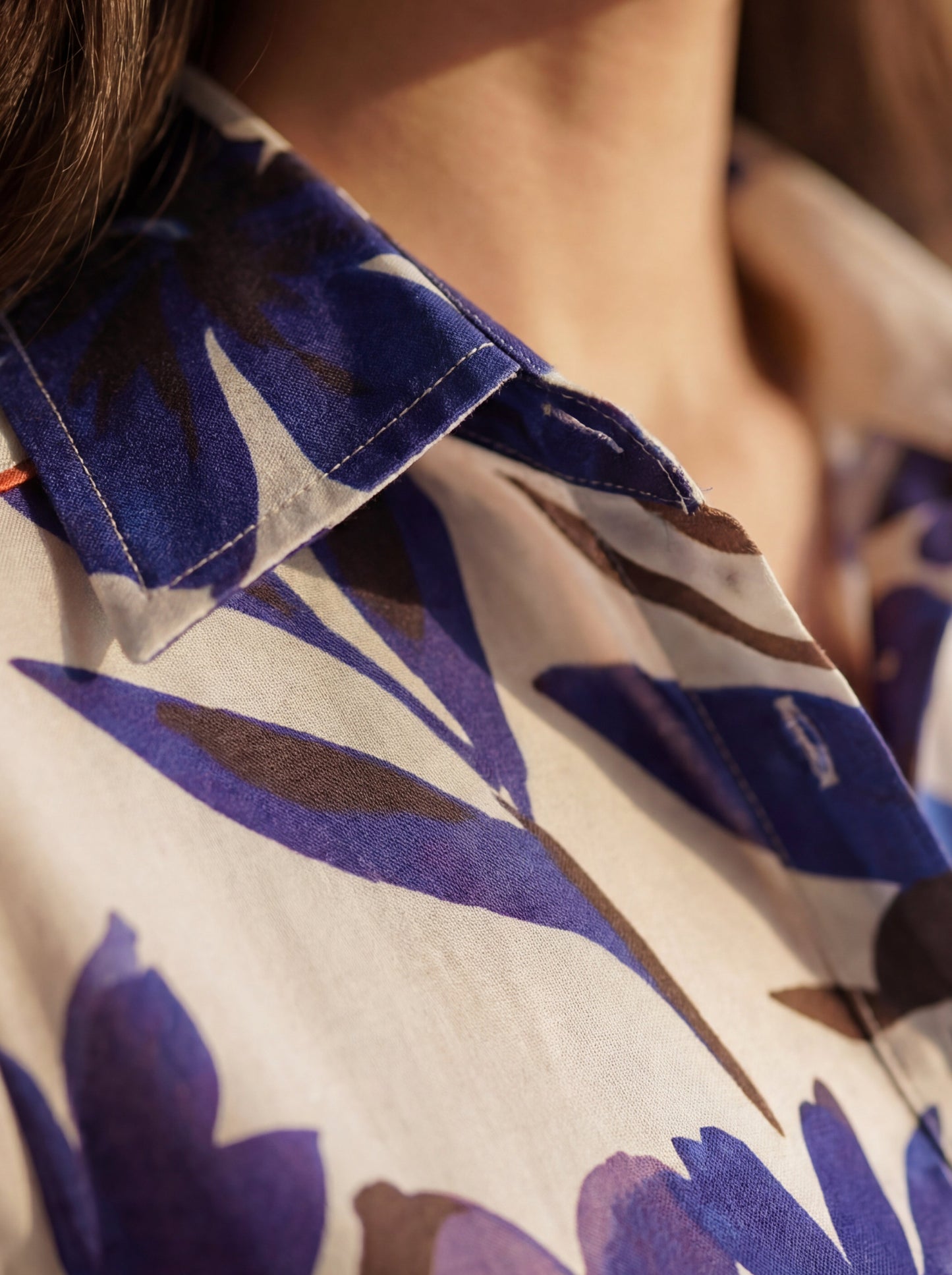 Blue Flora Button-Down Dress