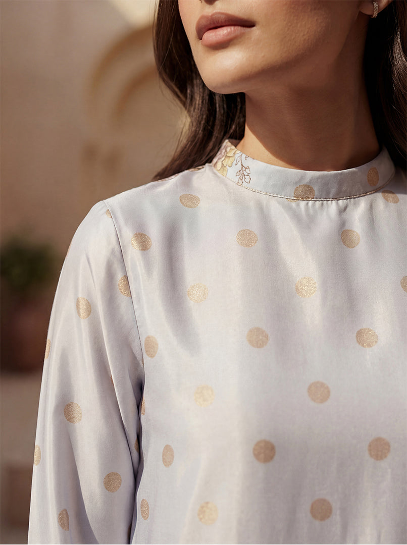 Ivory Bloom Polka Maxi Dress