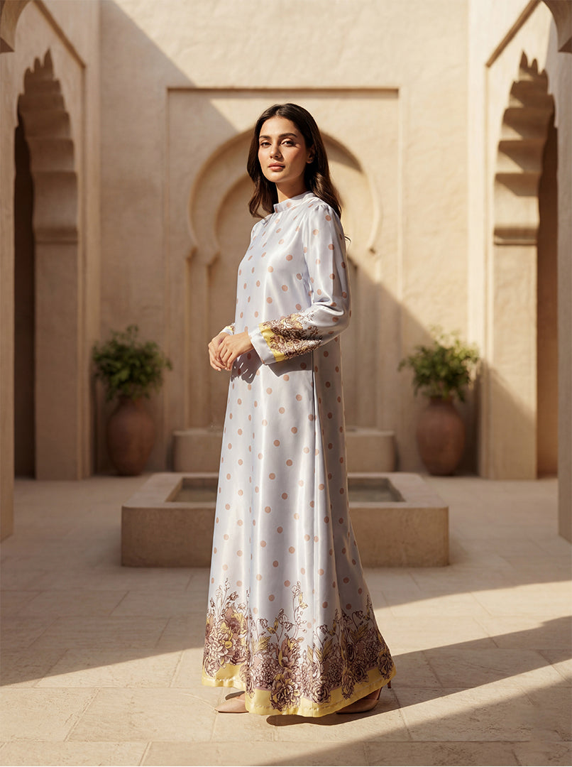 Ivory Bloom Polka Maxi Dress