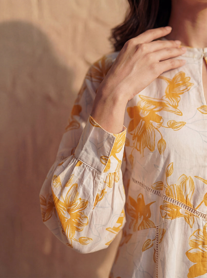 Floral Print Lace-Detail Maxi Dress